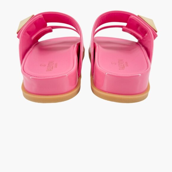 Valentino Garavani One Stud Slide Sandals EU 38 US 8 Pink Patent Flat Mule - Picture 7 of 14
